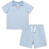Little Me Clothes for Baby Boys Organic Cotton 2-Piece Short and Shirt Set, 12 Months – 4 Toddler(Blue)