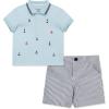 Little Me Clothes for Baby Boys Organic Cotton 2-Piece Short and Shirt Set, 12 Months – 4 Toddler(Navy)