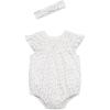 Little Me Clothes for Baby Girls’ Tulip Bubble with Headband, 3 to 12 Months(White/Pink)