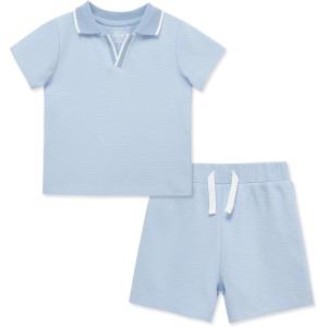 Little Me Clothes for Baby Boys Organic Cotton 2-Piece Short and Shirt Set, 12 Months – 4 Toddler(Blue)