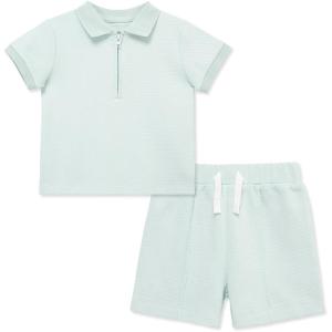 Little Me Clothes for Baby Boys Organic Cotton 2-Piece Short and Shirt Set, 12 Months – 4 Toddler(Green)