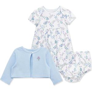 Little Me Clothes for Baby Girls’ 100% Cotton Dress Set with Panty, Green, 3 to 12 Months(Floral)