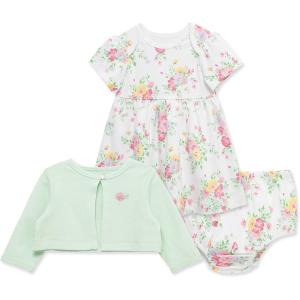 Little Me Clothes for Baby Girls’ 100% Cotton Dress Set with Panty, Green, 3 to 12 Months(Pastel Green/Multi)