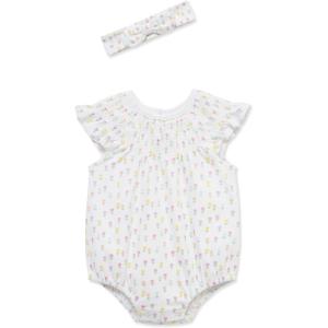 Little Me Clothes for Baby Girls’ Tulip Bubble with Headband, 3 to 12 Months(White/Pink)