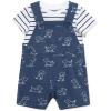 Little Me Clothes for Baby Boys’ Puppies Knitted T-Shirt and Shortall Set, Dark Denim Heather, 12 Months