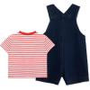 Little Me Clothes for Baby Boys’ Sailboat Knitted T-Shirt and Shortall Set, Dark Knit Denim, 12 Months