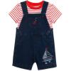 Little Me Clothes for Baby Boys’ Sailboat Short Sleeve Shortall Sets, Dark Denim Blue, 12 Months