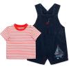 Little Me Clothes for Baby Boys’ Sailboat Short Sleeve Shortall Sets, Dark Denim Blue, 12 Months