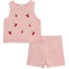 Little Me Clothes for Baby Girls’ Cherry Pointelle Set, 3 to 12 Months(Pink)