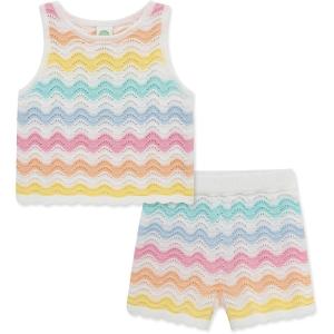 Little Me Clothes for Baby Girls’ Cherry Pointelle Set, 3 to 12 Months(Multi Stripe)