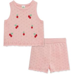 Little Me Clothes for Baby Girls’ Cherry Pointelle Set, 3 to 12 Months(Pink)