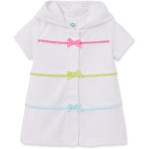 Little Me Clothes for Baby Girls’ Swimsuit Hooded Cover-Up, 6 Months – 4 Toddler(Bright White)