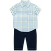 Little Me Baby Boys’ 2-Piece Collared Shirt and Pant Set, 12-24 Months