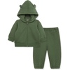 Little Me Baby Boys’ Essential Solids Quilted 2-Piece Navy Blue Quilted Zip Up Hoody and Pant Set, 0-12 Months