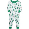 Little Me Baby Boys’ and Girls’ Christmas Holiday Santa Print Pajamas(Bright White/Jelly Bean Tree)