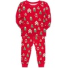 Little Me Baby Boys’ and Girls’ Christmas Holiday Santa Print Pajamas(Lipstick Red Ginderbread)