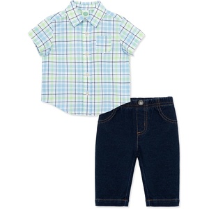 Little Me Baby Boys’ 2-Piece Collared Shirt and Pant Set, 12-24 Months