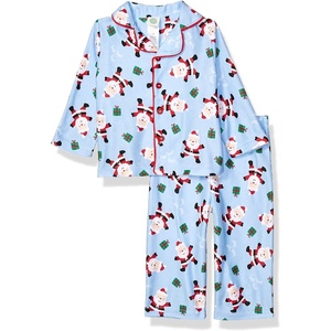 Little Me Baby Boys’ and Girls’ Christmas Holiday Santa Print Pajamas(Blue)