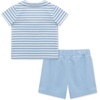 Little Me Clothes for Baby Boys’ Terry Short and Polo Shirt Set(Chambray Blue/Bright White)
