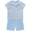 Little Me Clothes for Baby Boys’ Terry Short and Polo Shirt Set(Chambray Blue/Bright White)