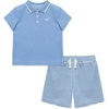 Little Me Clothes for Baby Boys’ Terry Short and Polo Shirt Set(Della Robbia Blue)