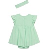 Little Me Simply Essential Solids 100% Organic Clothes for Baby Girls’ Dress and Headband Set, 3-12 Months(Green)