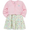 Little Me Clothes for Baby Girls’ Knit Dress and Cardigan Sets, 12 Months – 4 Toddler(Green)